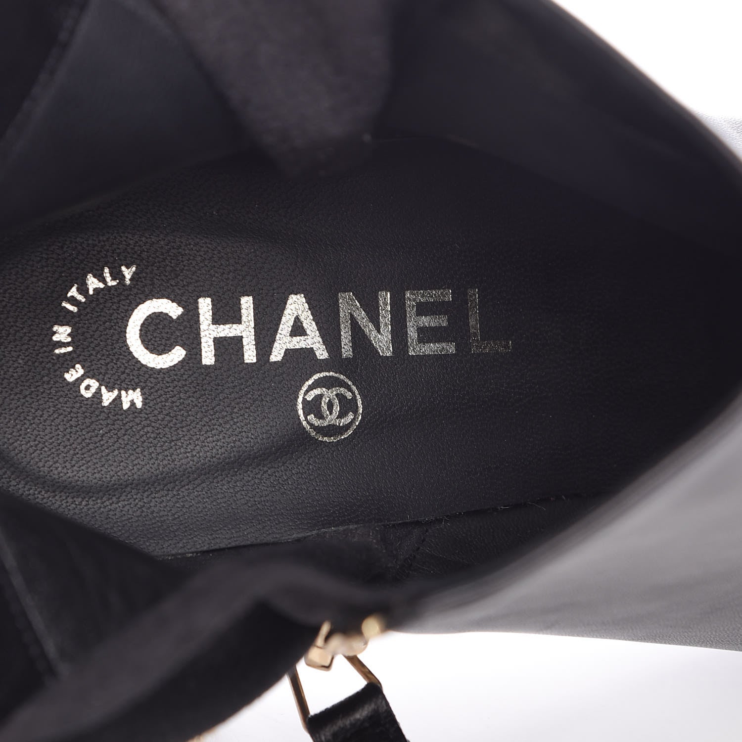 Chanel Lambskin Suede CC Short Boots 38.5 Black 7 of 9