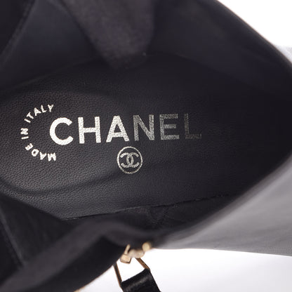 Chanel Lambskin Suede CC Short Boots 38.5 Black 7 of 9