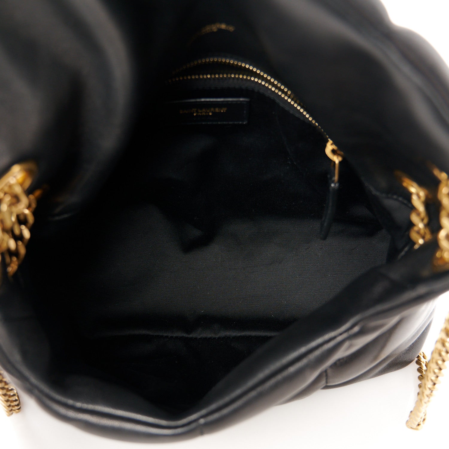 Saint Laurent Lambskin Quilted Small Loulou Puffer Monogram Chain Satchel Black 5 of 11