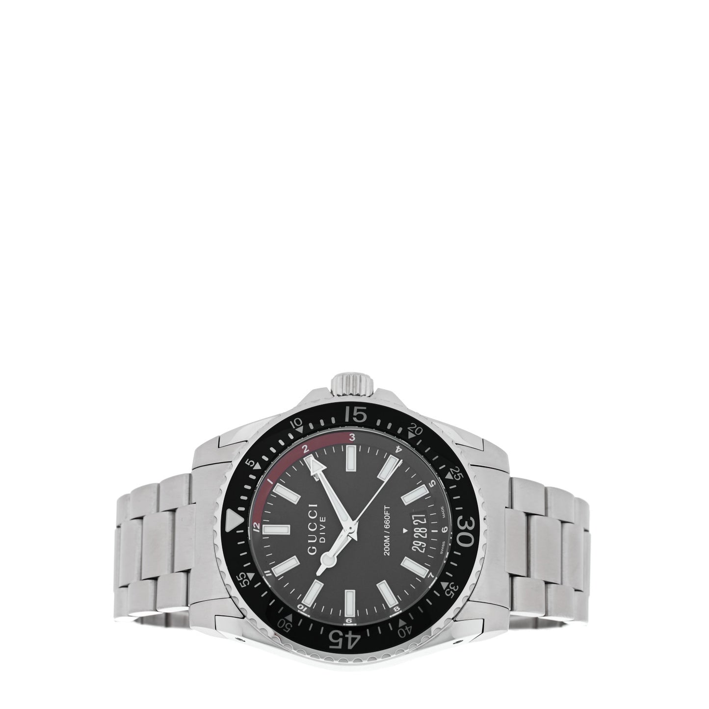 Stainless Steel 45mm Dive GMT Quartz Watch Black