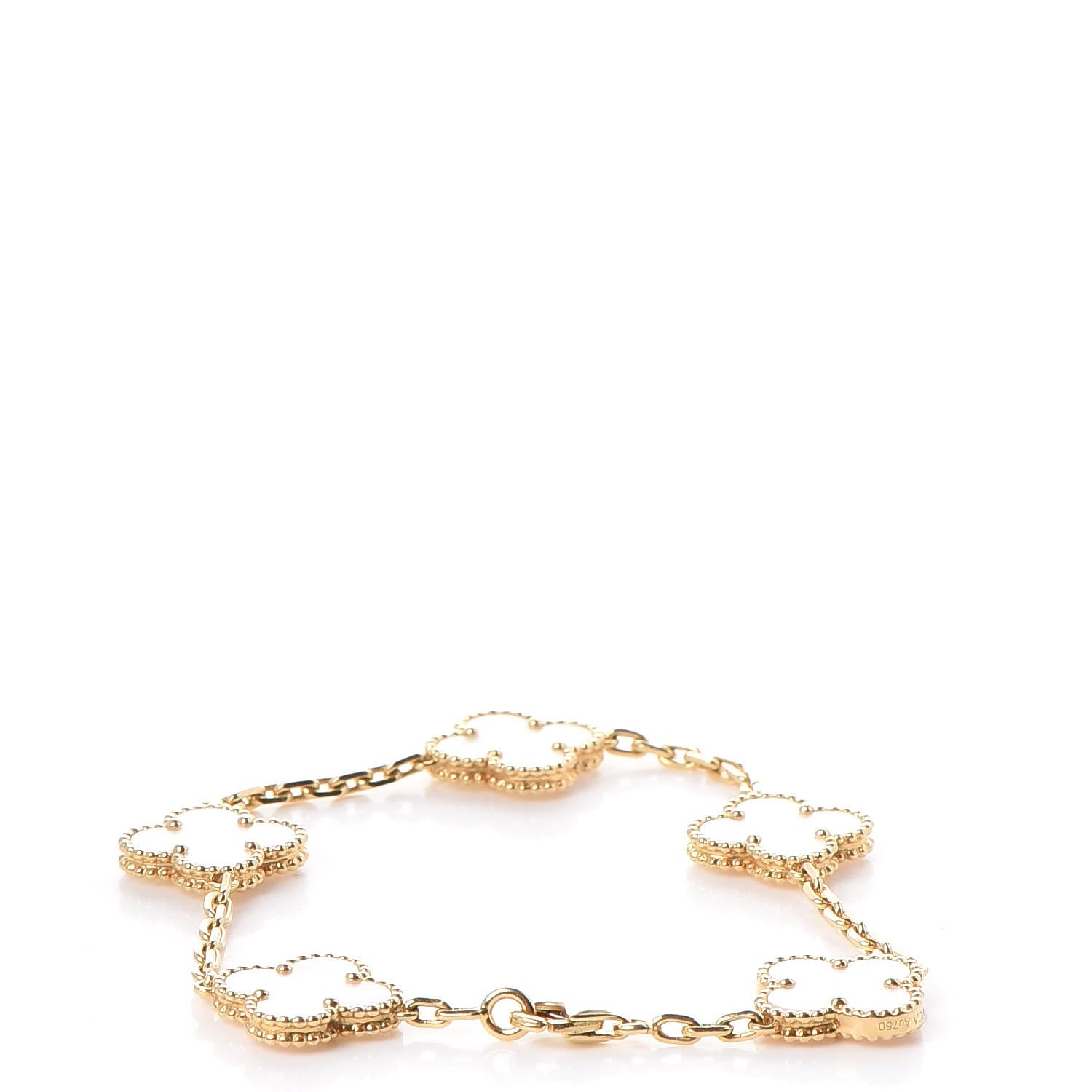 Van Cleef & Arpels 18K Yellow Gold Mother of Pearl 5 Motifs Vintage Alhambra Bracelet 3 of 8