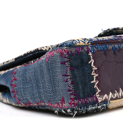 Chanel Denim Tweed Patchwork Jumbo Single Flap Multicolor 8 of 9