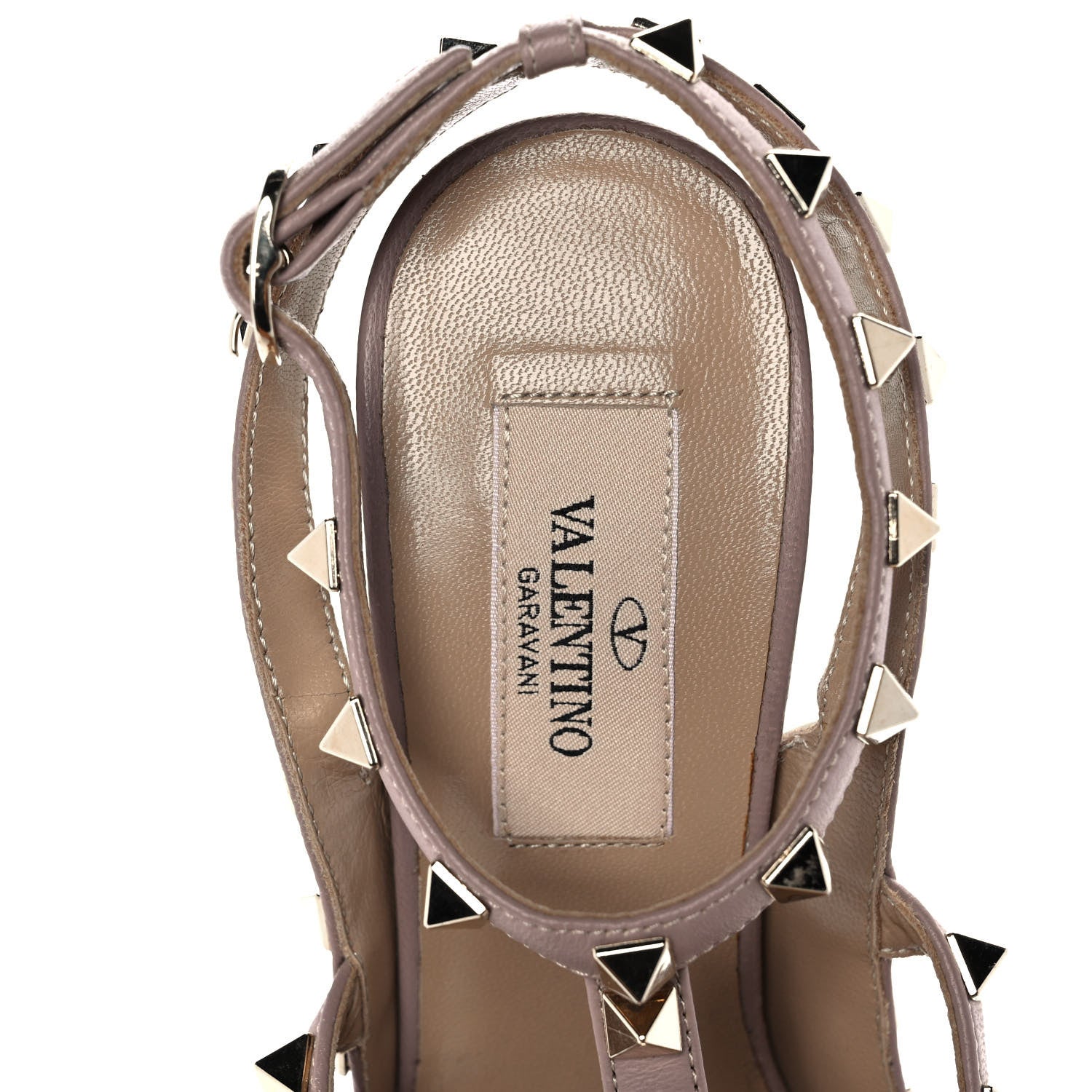 Valentino Garavani Patent Rockstud Ankle Strap Pumps 35.5 Ivory Poudre 7 of 7