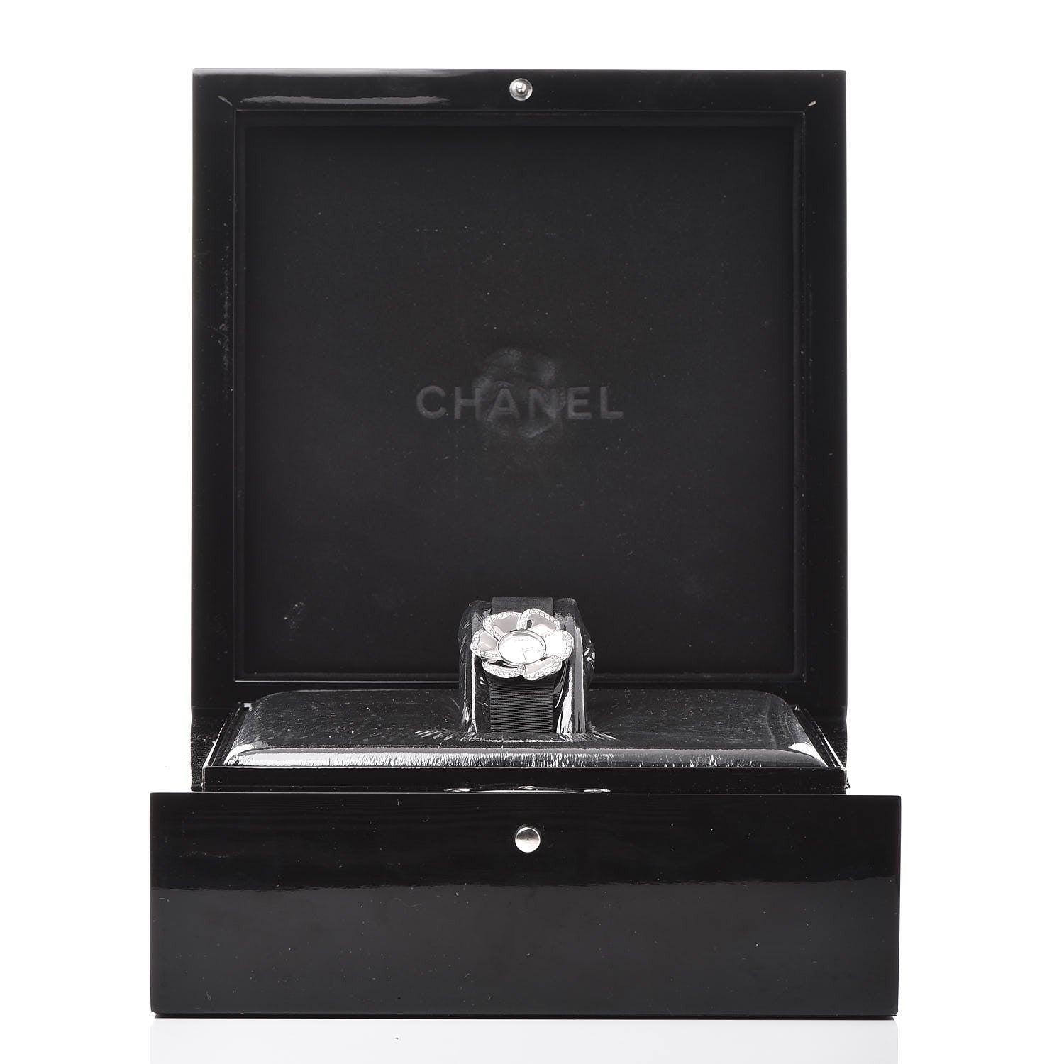 Chanel 18K White Gold Satin Diamond Mother of Pearl 27mm Camellia Quartz Watch 7 of 7