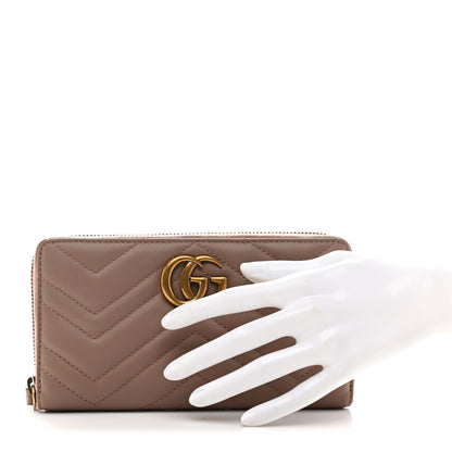 Gucci Calfskin Matelasse GG Marmont Zip Around Wallet Porcelain Rose 2 of 8