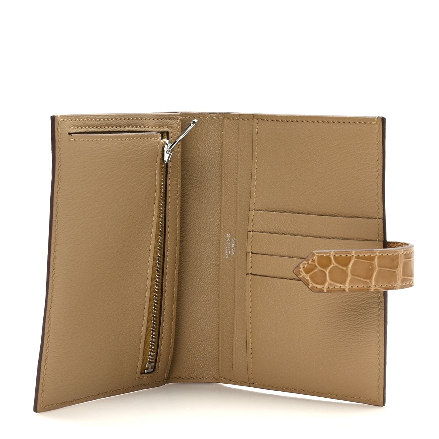 Shiny Alligator Bearn Compact Wallet Sable