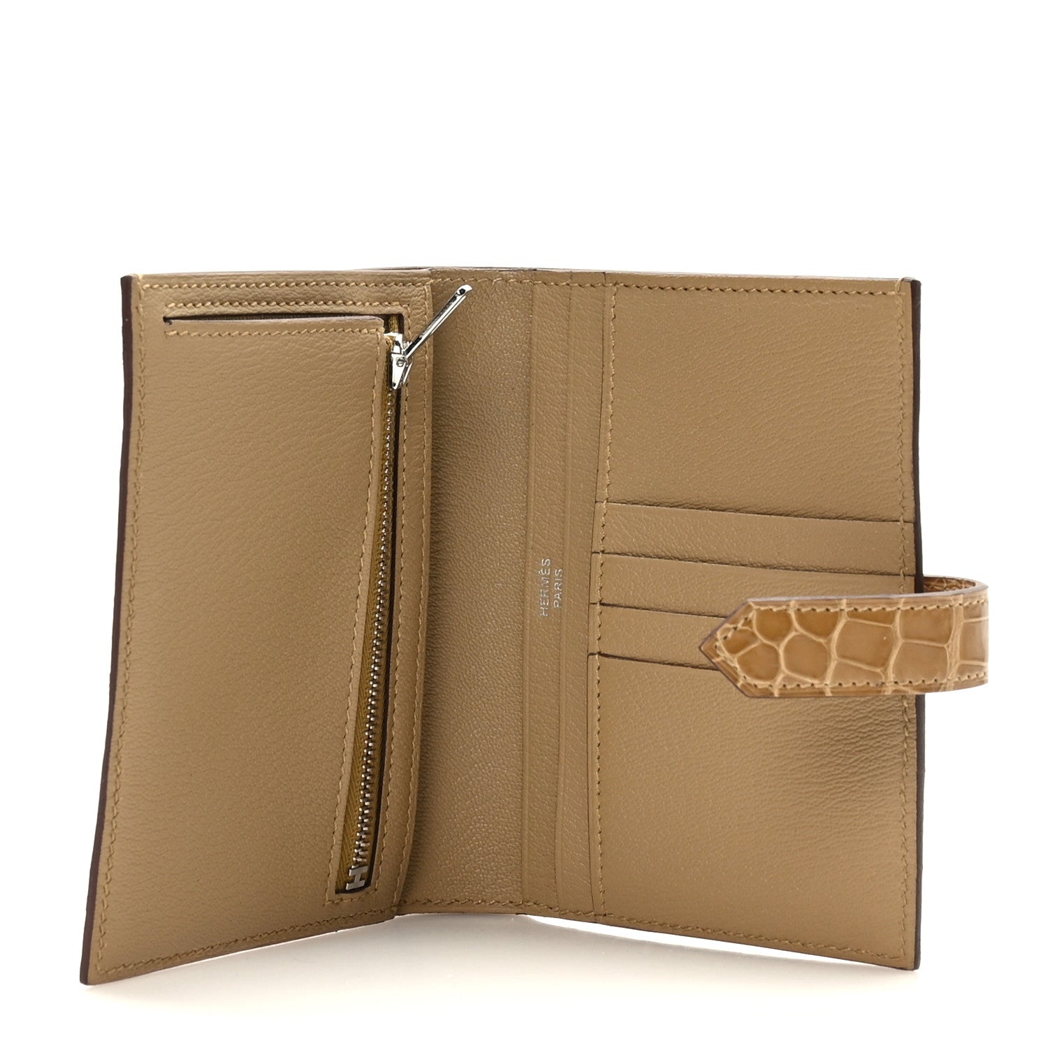 Hermes Shiny Alligator Bearn Compact Wallet Sable 5 of 8