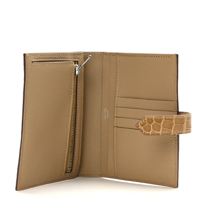 Hermes Shiny Alligator Bearn Compact Wallet Sable 5 of 8