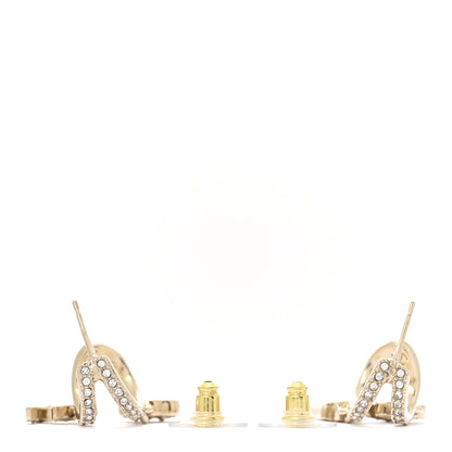 Chanel Crystal CC Camellia Perfume Bottle Double Hoop Earrings Gold 3 of 6