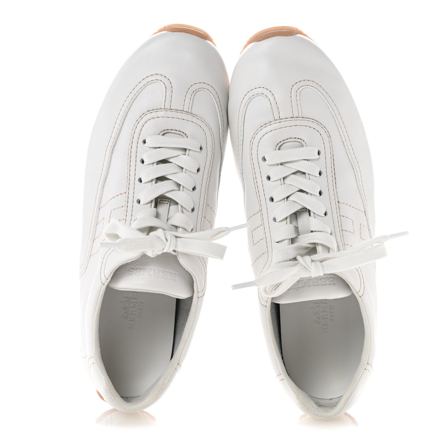 Hermes Supple Calfskin Master Sneakers 38 Beige Glaise 2 of 10