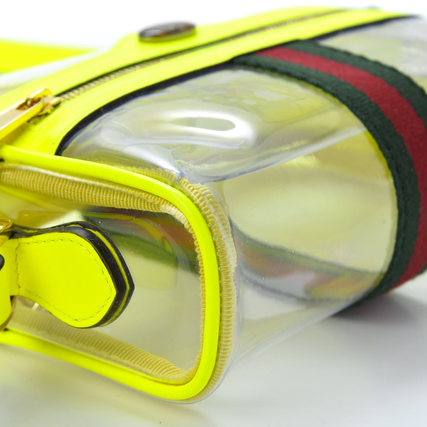 Vinyl Web Mini Ophidia Transparent Shoulder Bag Yellow Fluo
