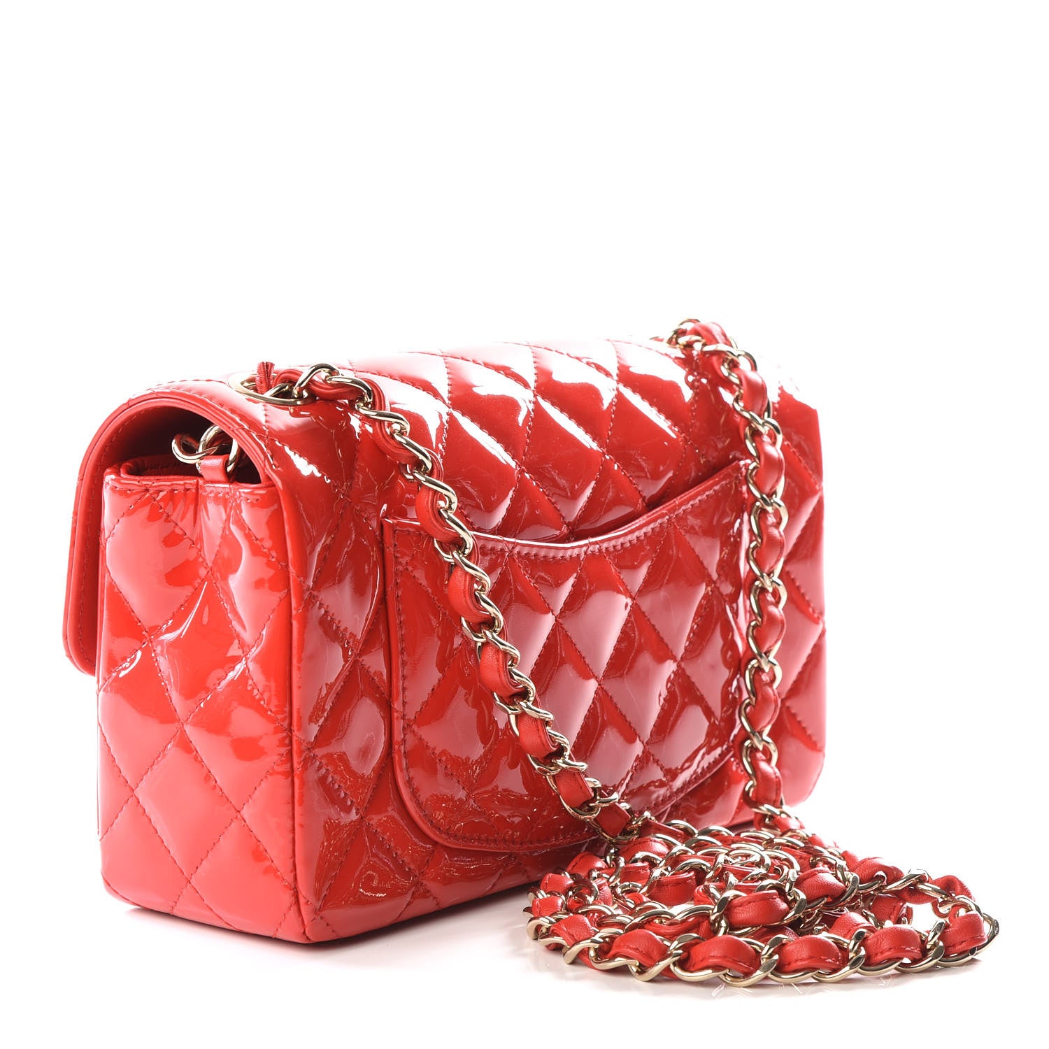 Chanel Patent Calfskin Quilted Mini Rectangular Flap Red 2 of 12