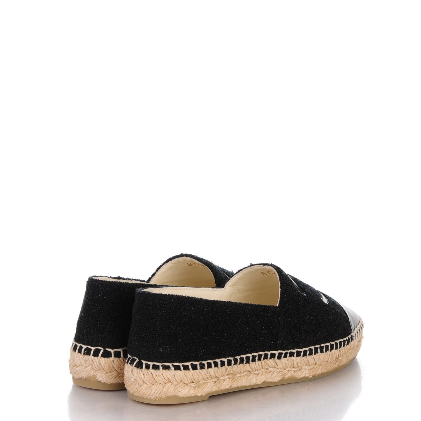 Fabric Patent Calfskin CC Espadrilles 36 Black