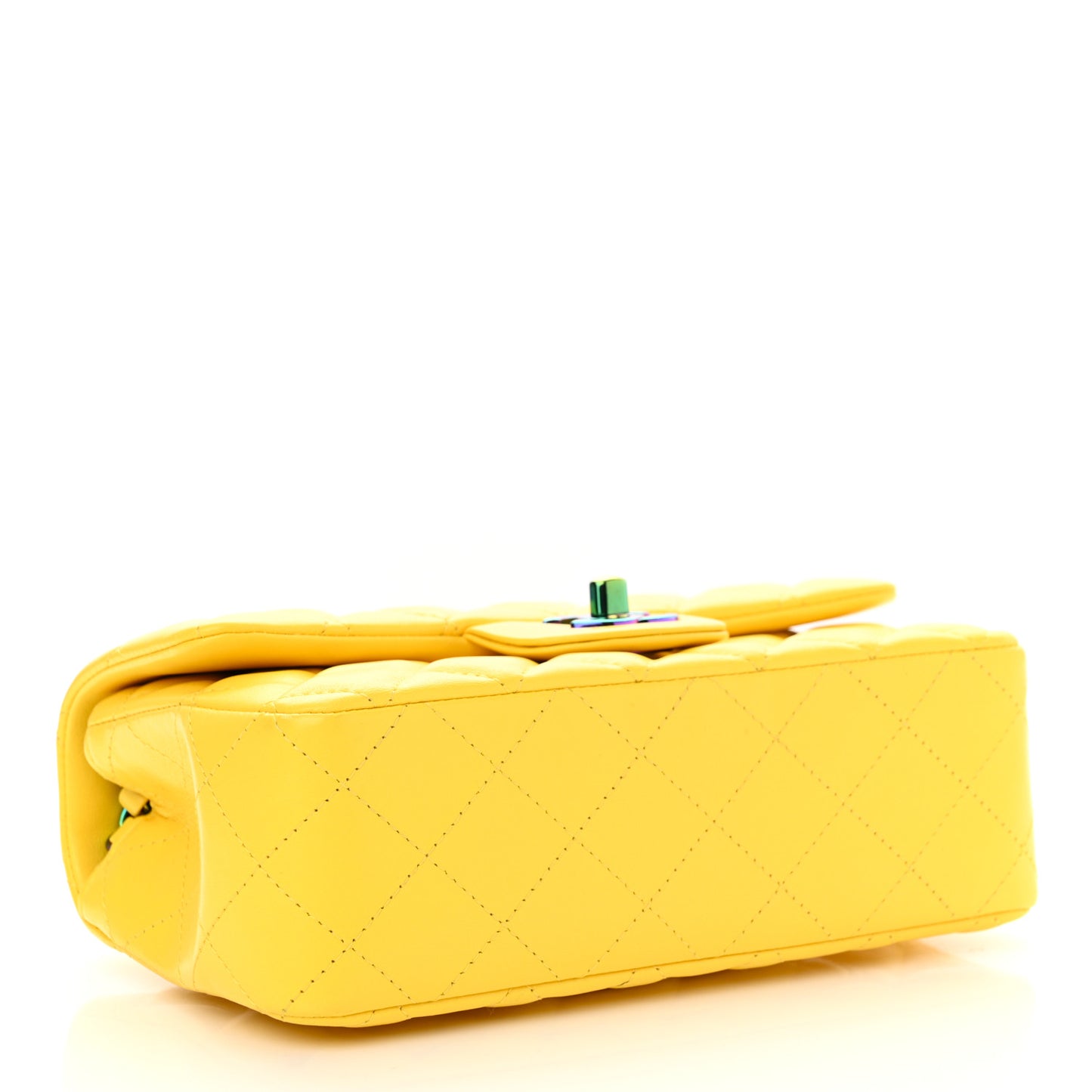 Lambskin Quilted Mini Rectangular Flap Yellow