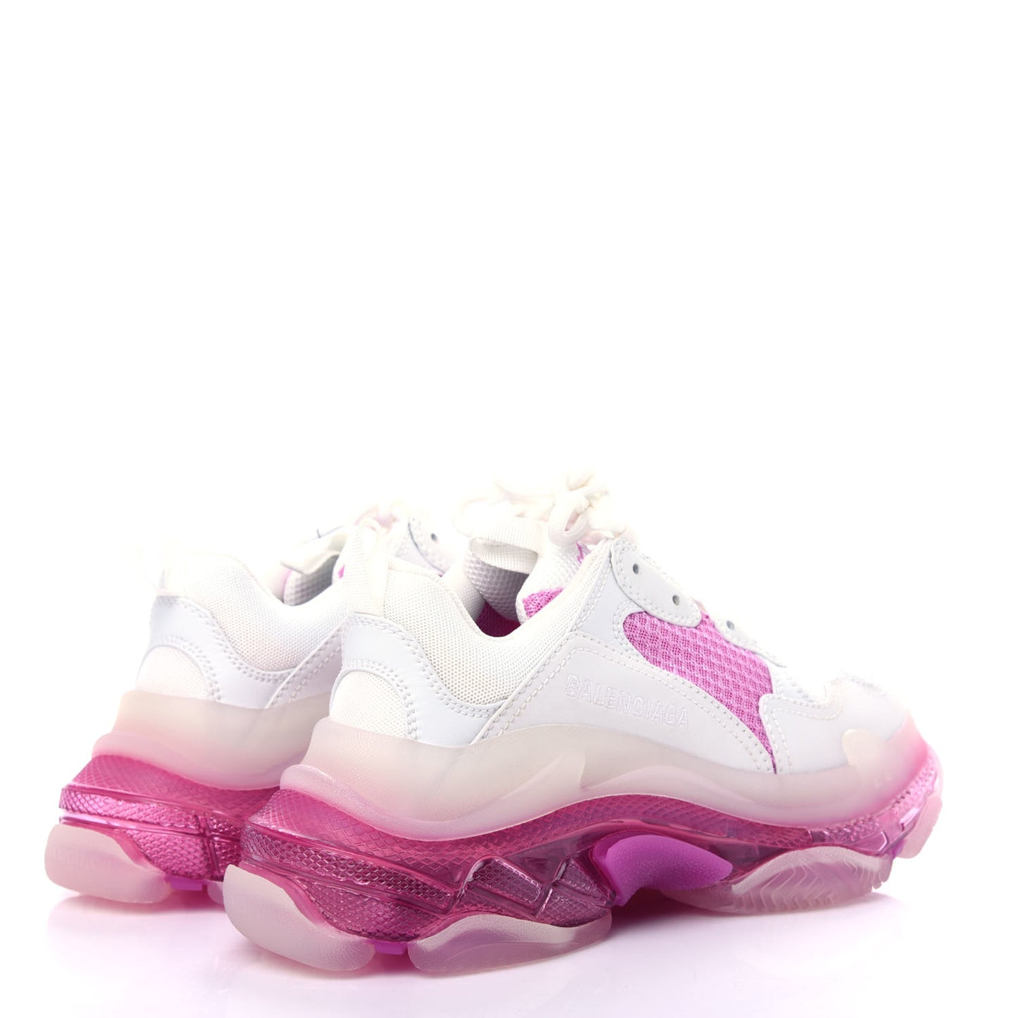 Fabric Mesh Clear Sole Womens Triple S Sneakers 37 White Pink