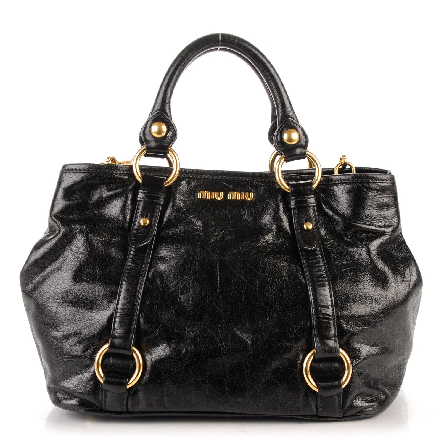 Miu Miu Vitello Shine Tote Black 1 of 8