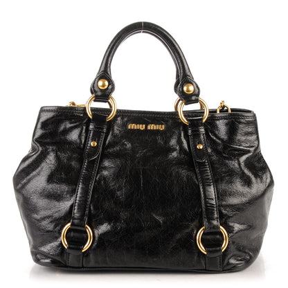 Miu Miu Vitello Shine Tote Black 1 of 8