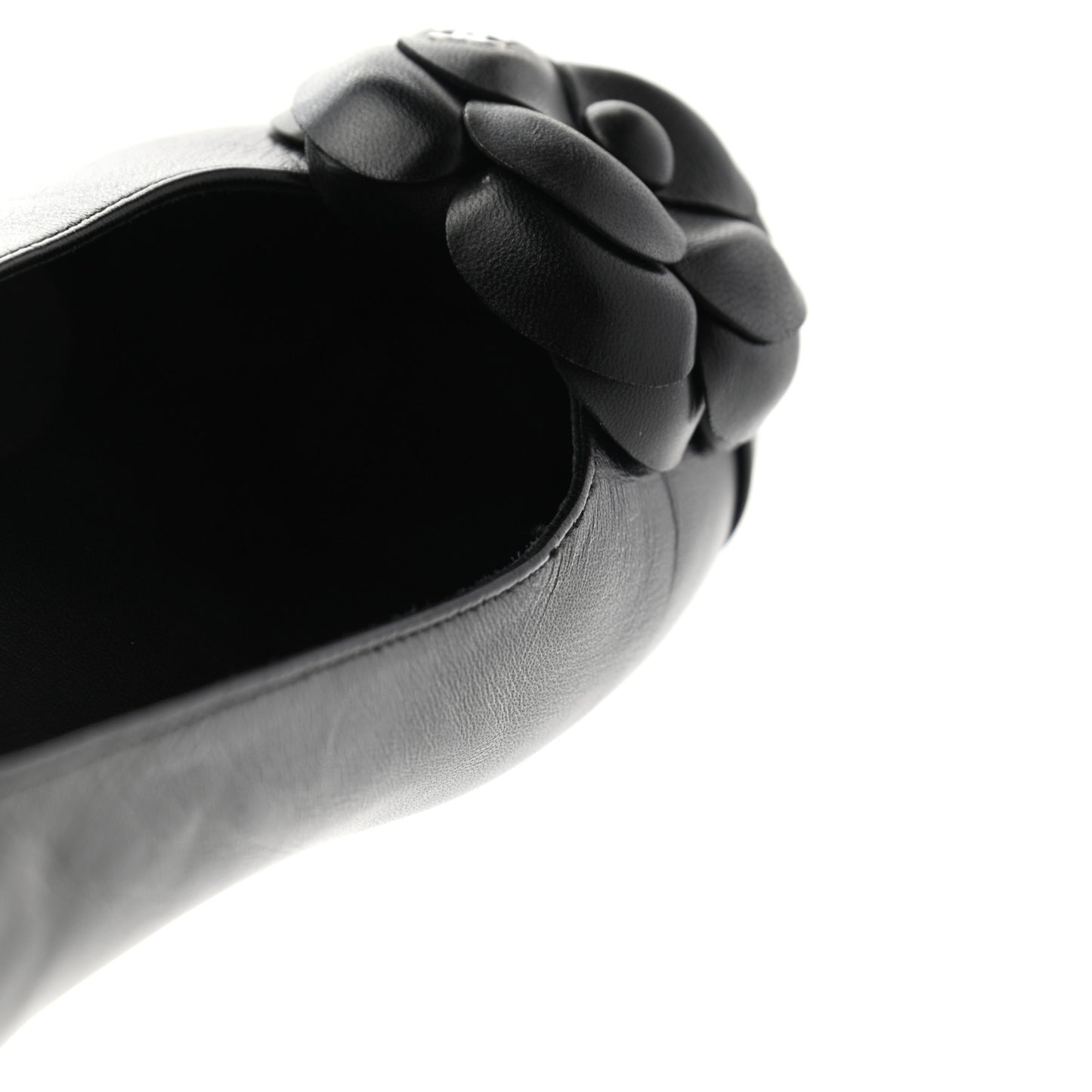 Lambskin Camellia Ballerina Flats 37.5 Black