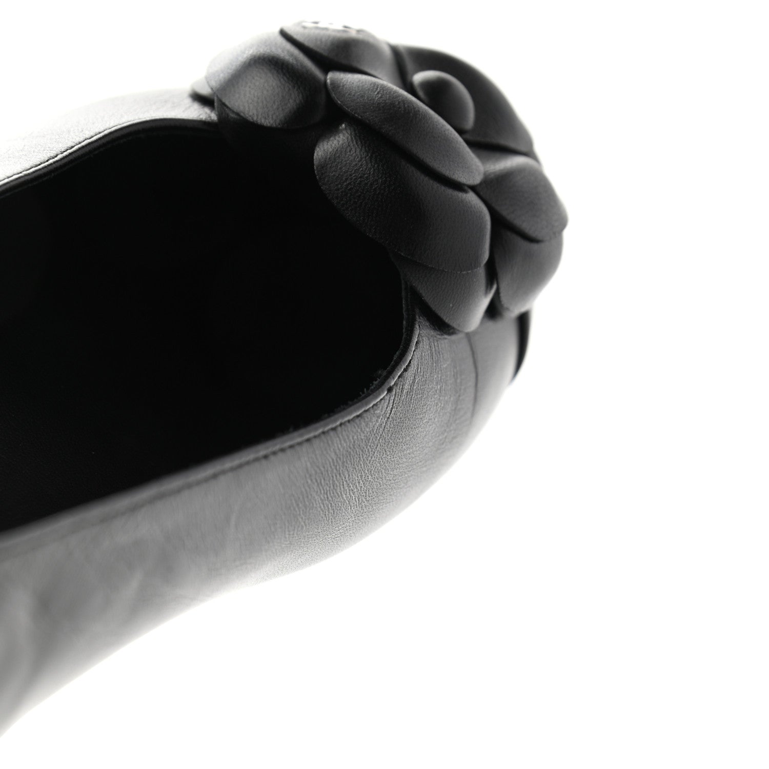 Chanel Lambskin Camellia Ballerina Flats 37.5 Black 9 of 10