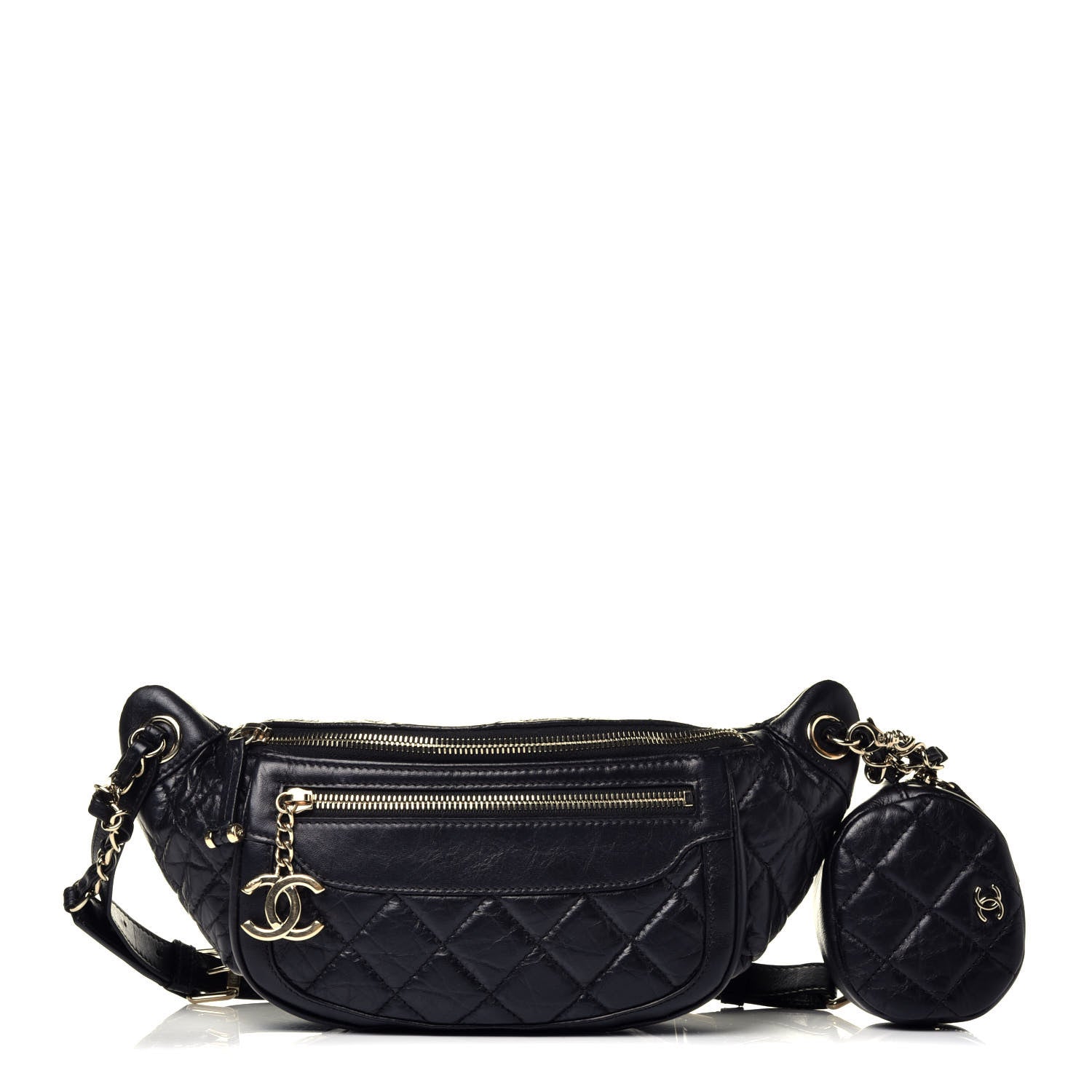Chanel Aged Calfskin Quilted Waist Bag With Coin Purse Black 1 of 9