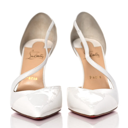 Christian Louboutin Patent Kid Round And Square 100 Pumps 40.5 Bianco 2 of 7