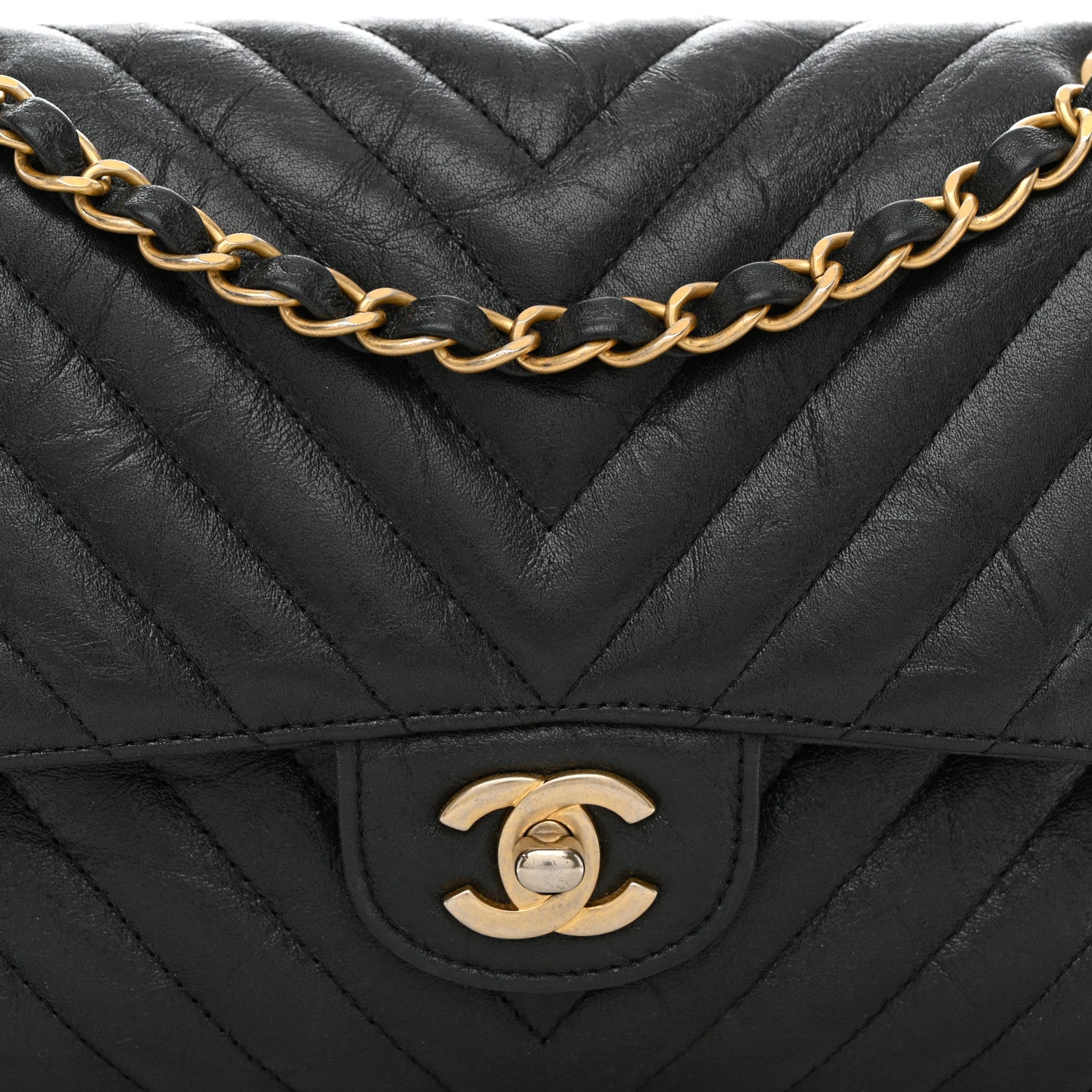 Chanel Iridescent Calfskin Chevron Quilted Medium Double Flap Black 9 of 11