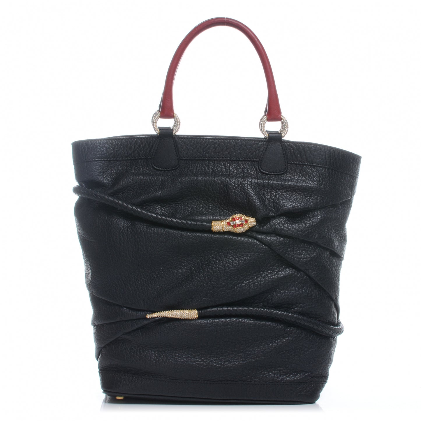 Leather Serpent Tote Black