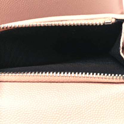 Saint Laurent Grain De Poudre Matelasse Chevron Monogram Compact Tri Fold Wallet Pale Pink 6 of 14