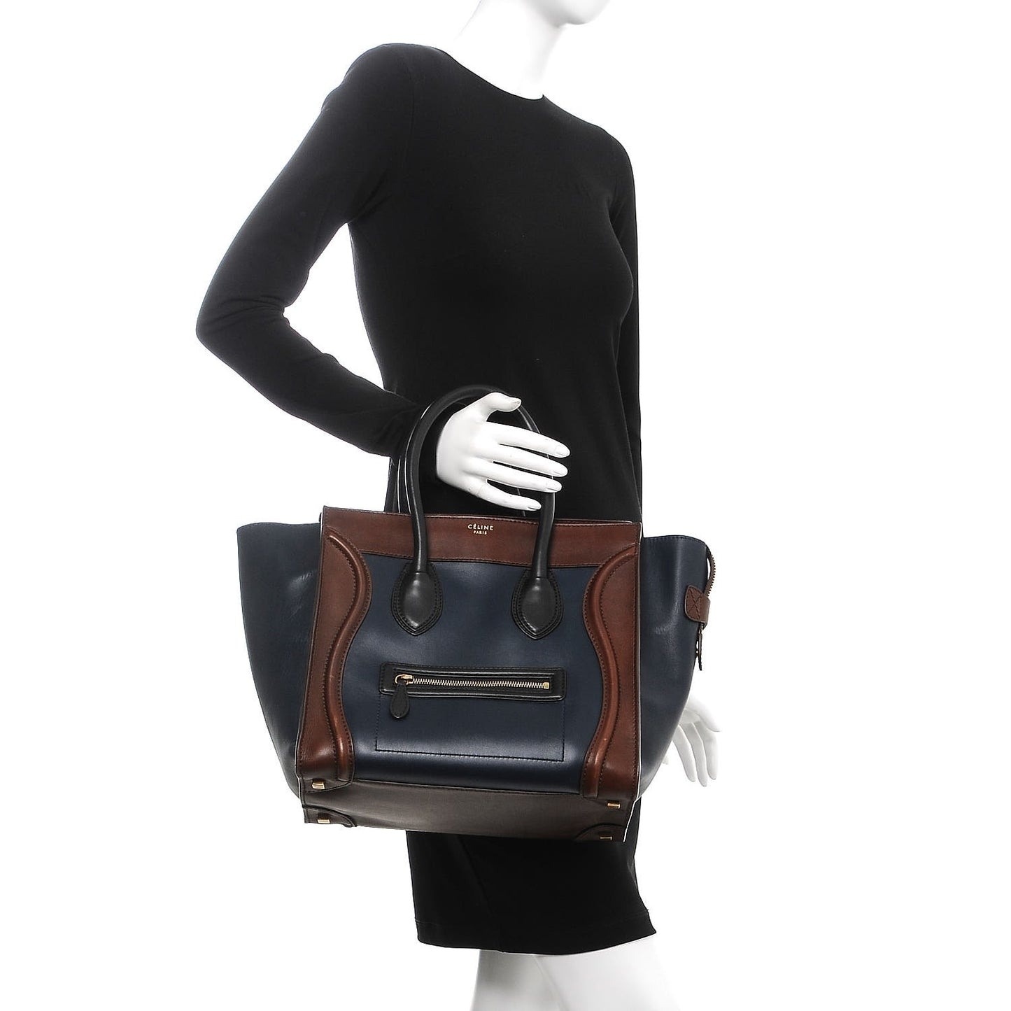 Smooth Calfskin Mini Tri-Color Luggage Navy Blue