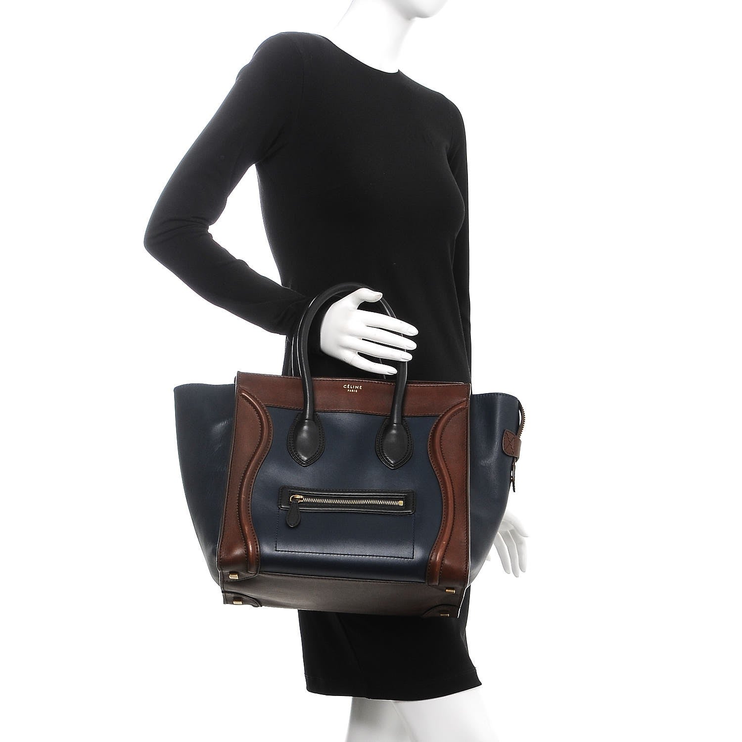 Celine Smooth Calfskin Mini Tri-Color Luggage Navy Blue 2 of 10