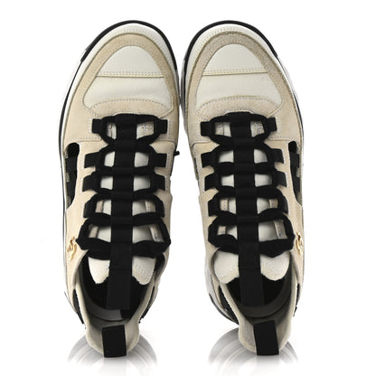 Chanel Fabric Calfskin Suede CC Sneakers 36 Ivory Black 2 of 9