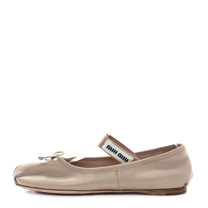 Miu Miu Goatskin Ballerina Flats 37.5 Water Lily 1 of 9