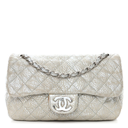 Chanel Calfskin Mirror CC Crackled Flap Silver 1 of 16