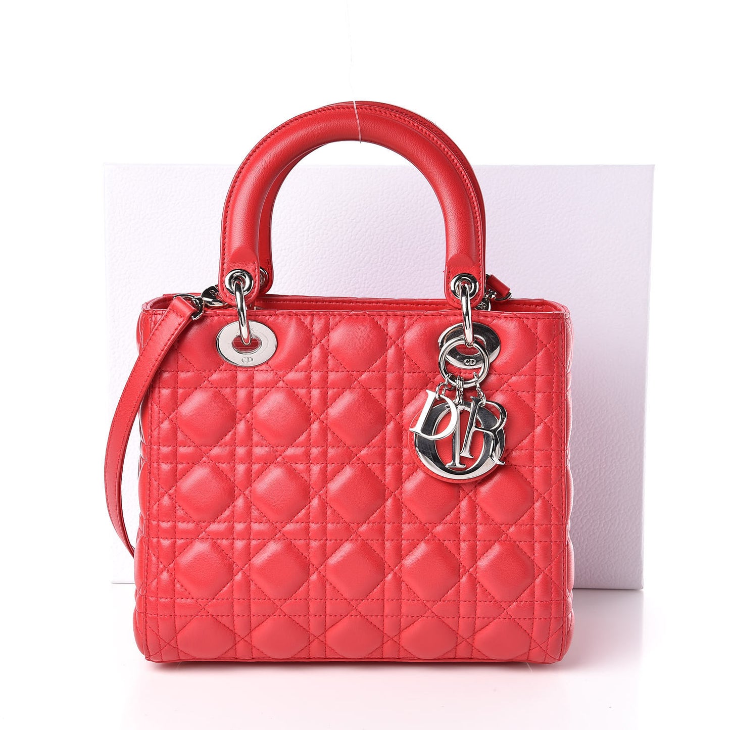 Lambskin Cannage Medium Lady Dior Red