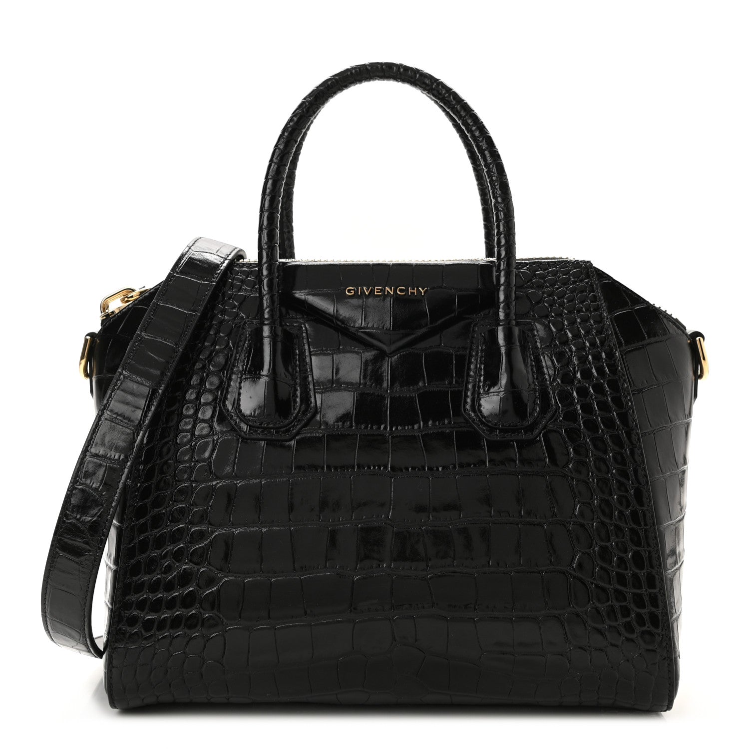 Givenchy Calfskin Crocodile Embossed Small Antigona Black 1 of 10