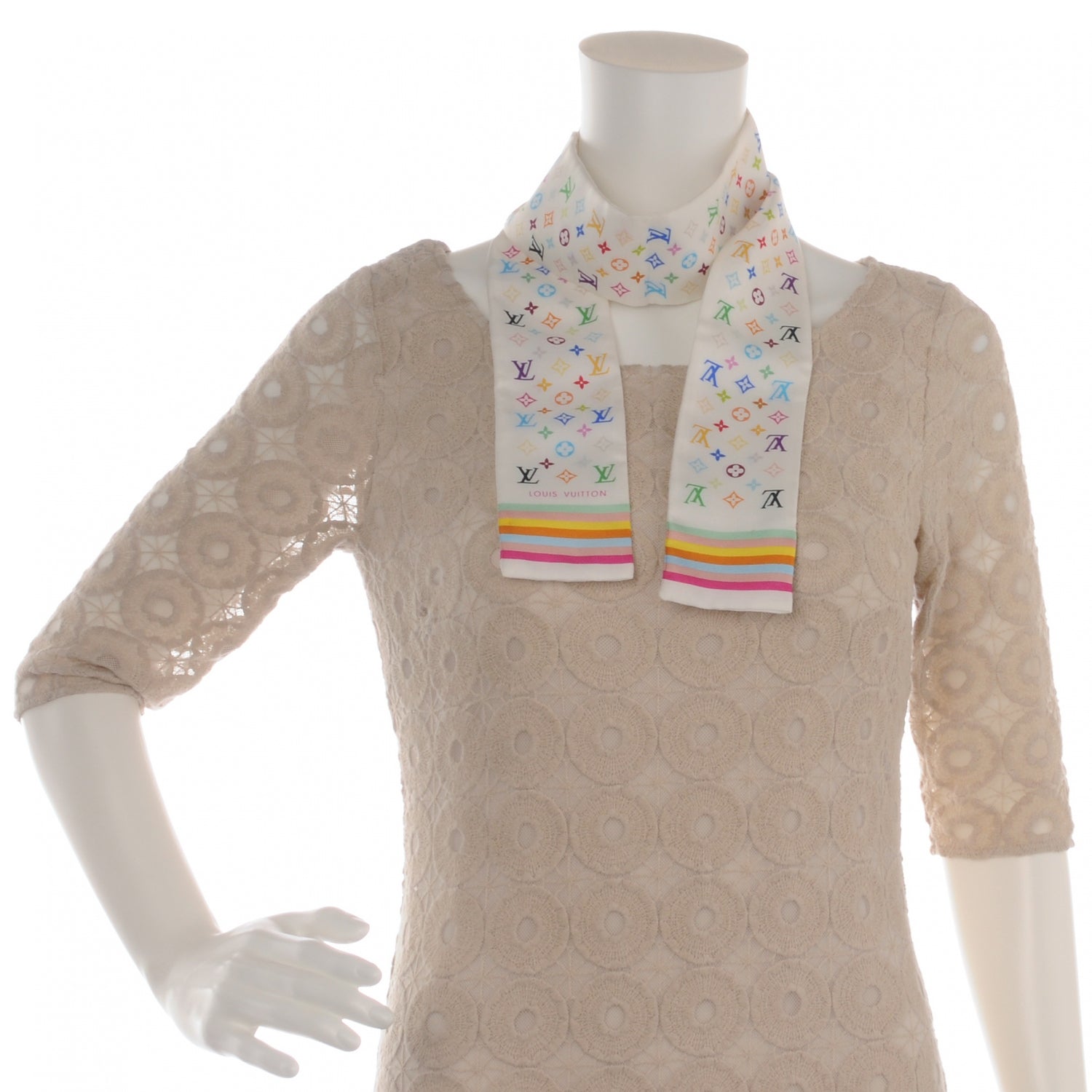 Louis Vuitton Silk Monogram Multicolor Bandeau White 4 of 6