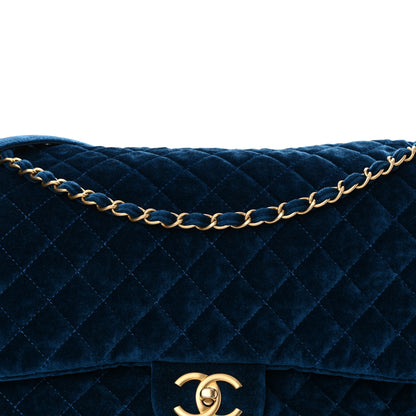 Chanel Velvet Quilted XXL Travel Flap Bag Blue 9 of 11