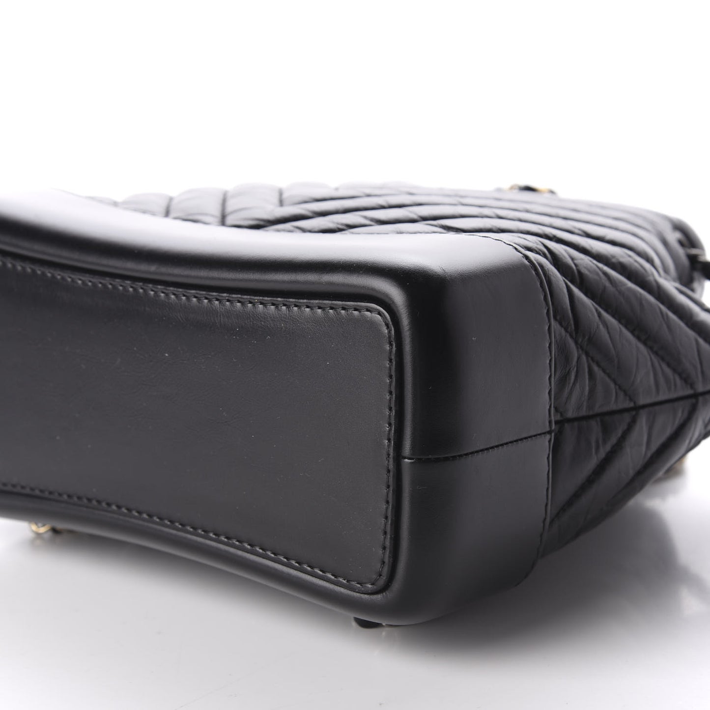 Aged Calfskin Chevron Quilted Small Gabrielle Backpack Black