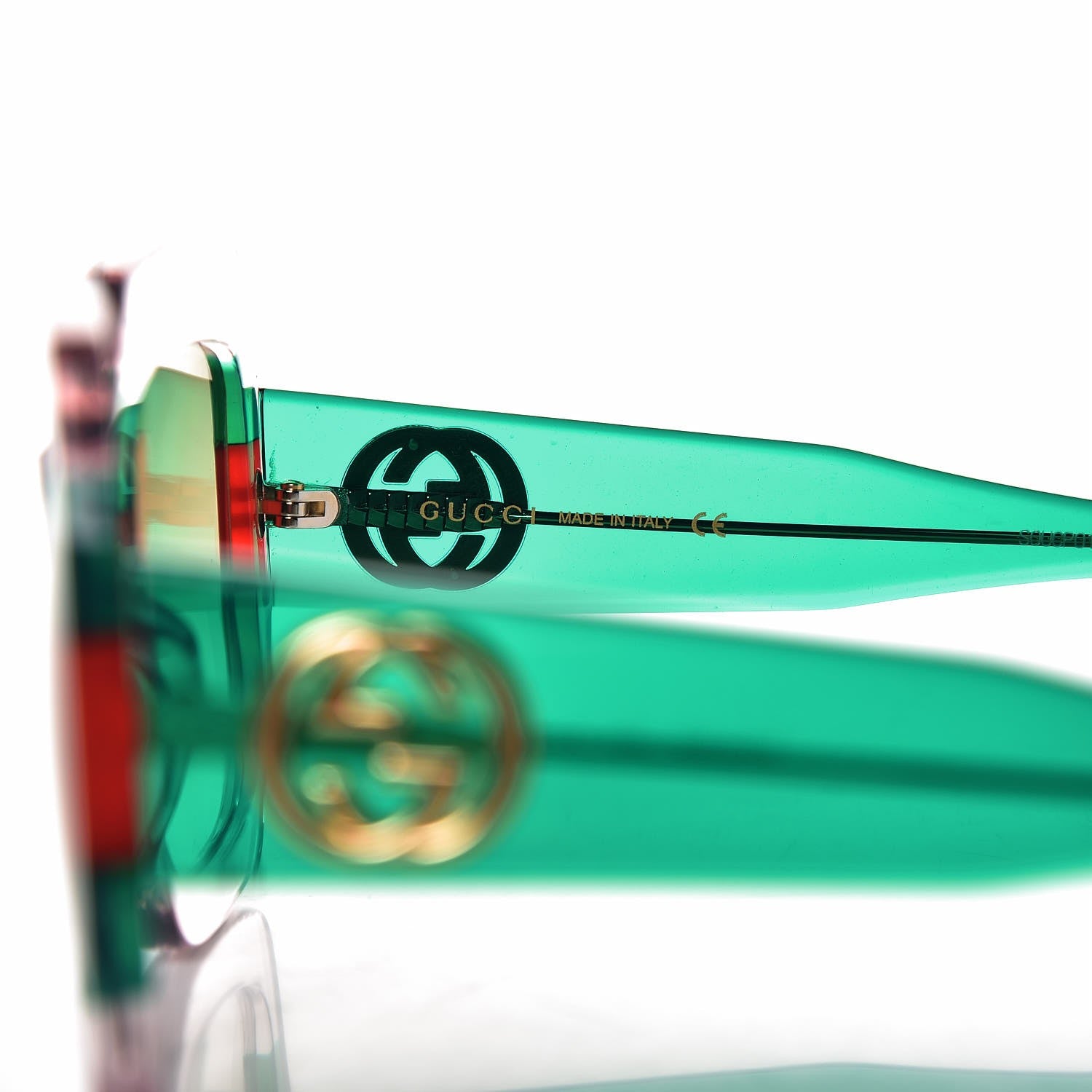 Gucci Square Web Frame GG0178S Sunglasses Green Red 6 of 6