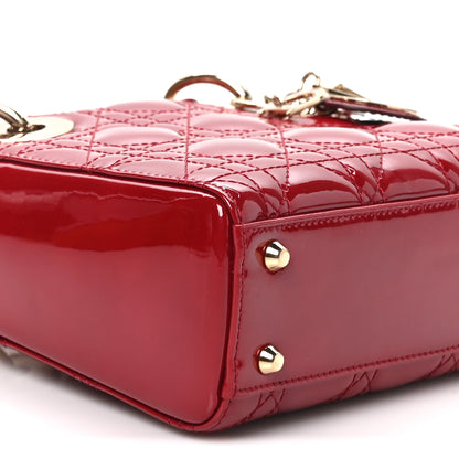 Christian Dior Patent Cannage Mini Lady Dior Red 9 of 10
