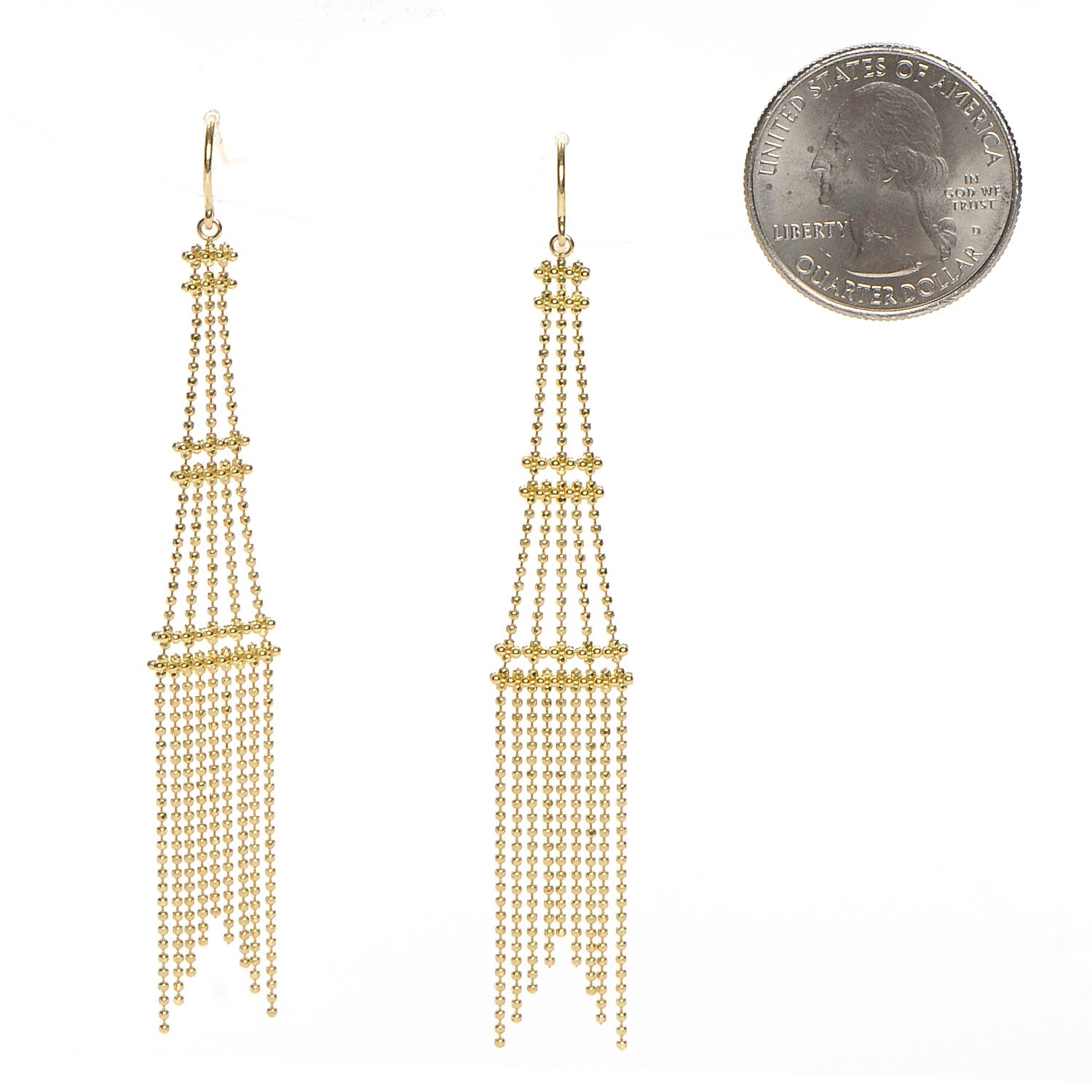 Tiffany 18K Yellow Gold Fringe Tower Earrings 2 of 4