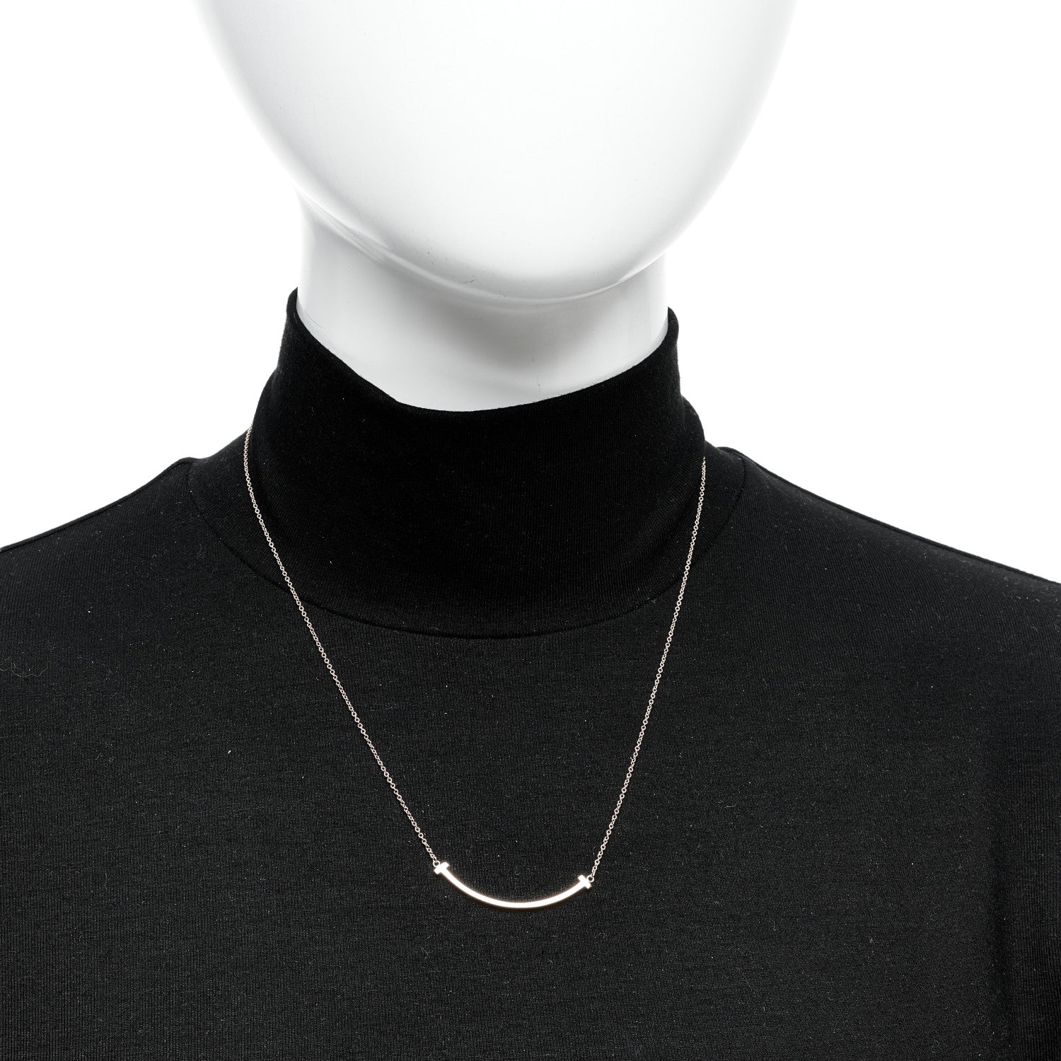 Tiffany 18K Rose Gold Small T Smile Pendant Necklace 2 of 6