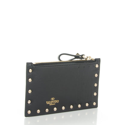 Valentino Garavani Vitello Rockstud Coin Case Card Holder Black 3 of 6