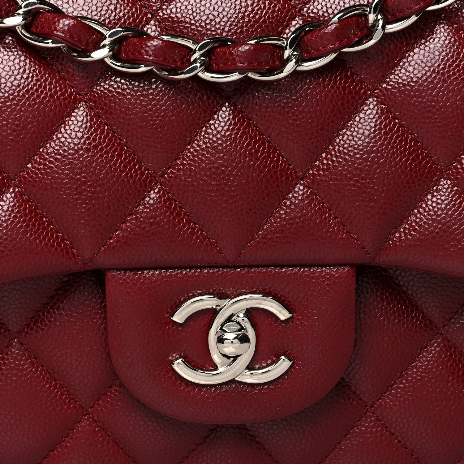 Chanel Caviar Quilted Jumbo Double Flap Dark Red 8 of 10