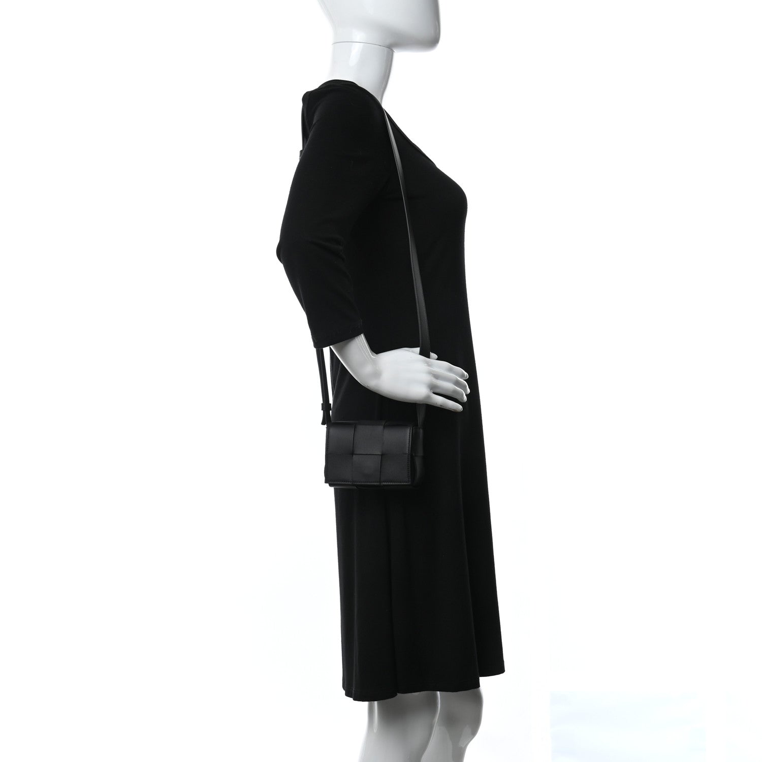 Bottega Veneta Lambskin Maxi Intrecciato Extra Mini Cassette Crossbody Bag Black 2 of 9