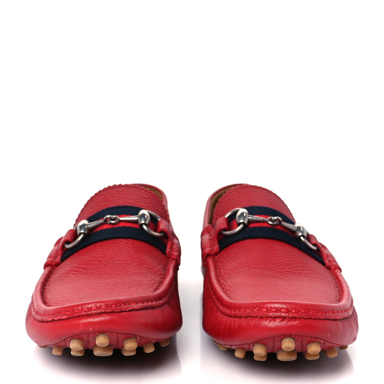 Gucci Road Calfskin Web Mens Horsebit Driver Loafers 8.5 Rosso 3 of 10