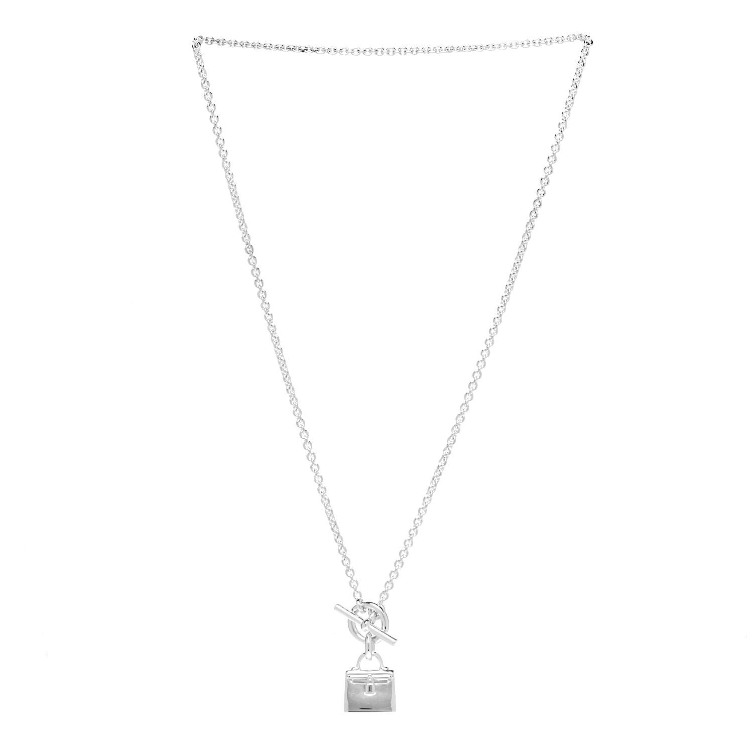 Hermes Sterling Silver Kelly Charm Pendant Necklace 3 of 5