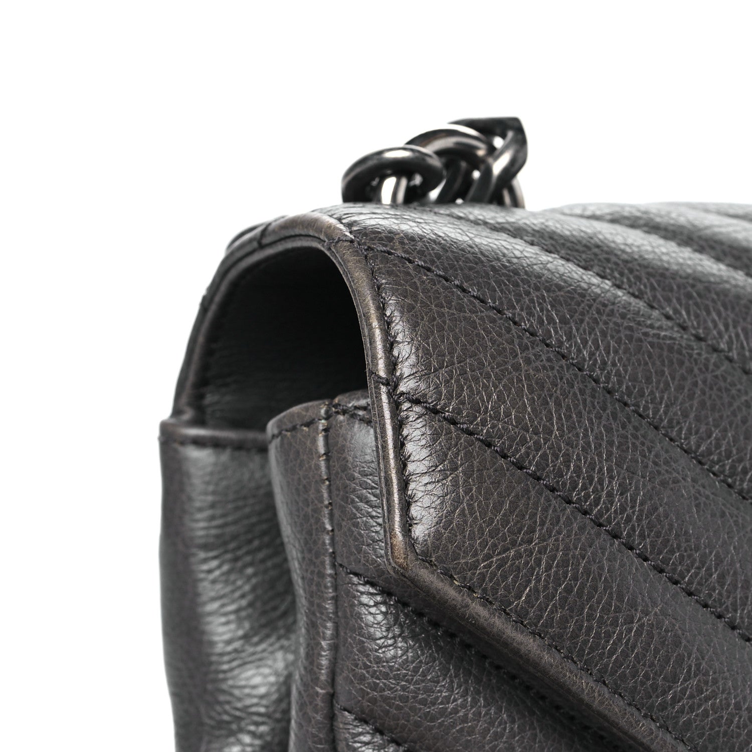 Saint Laurent Sheepskin Matelasse Chevron Monogram Medium College Bag Asphalt 12 of 13