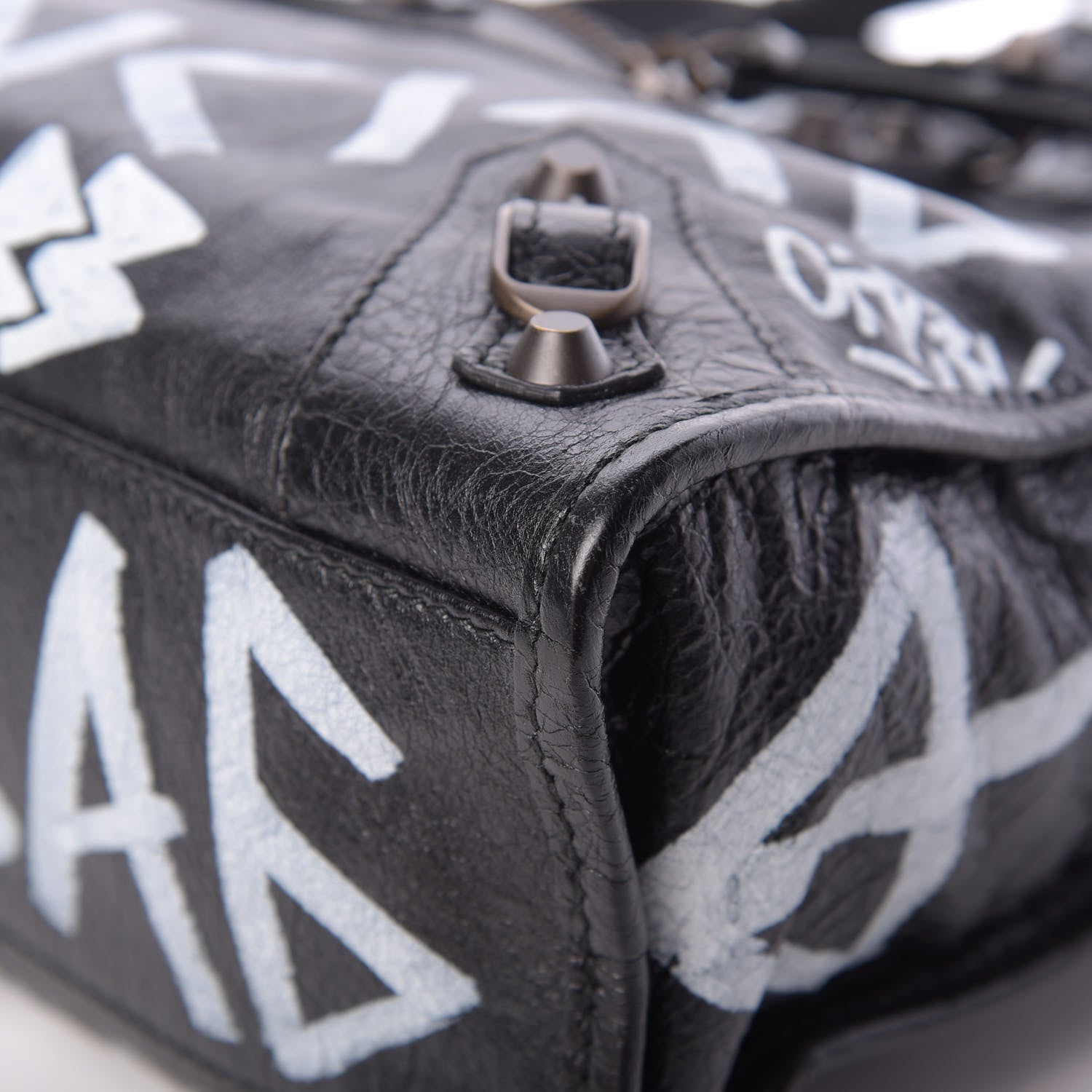 Balenciaga Agneau Classic Hardware Graffiti All Over S City Black 10 of 12