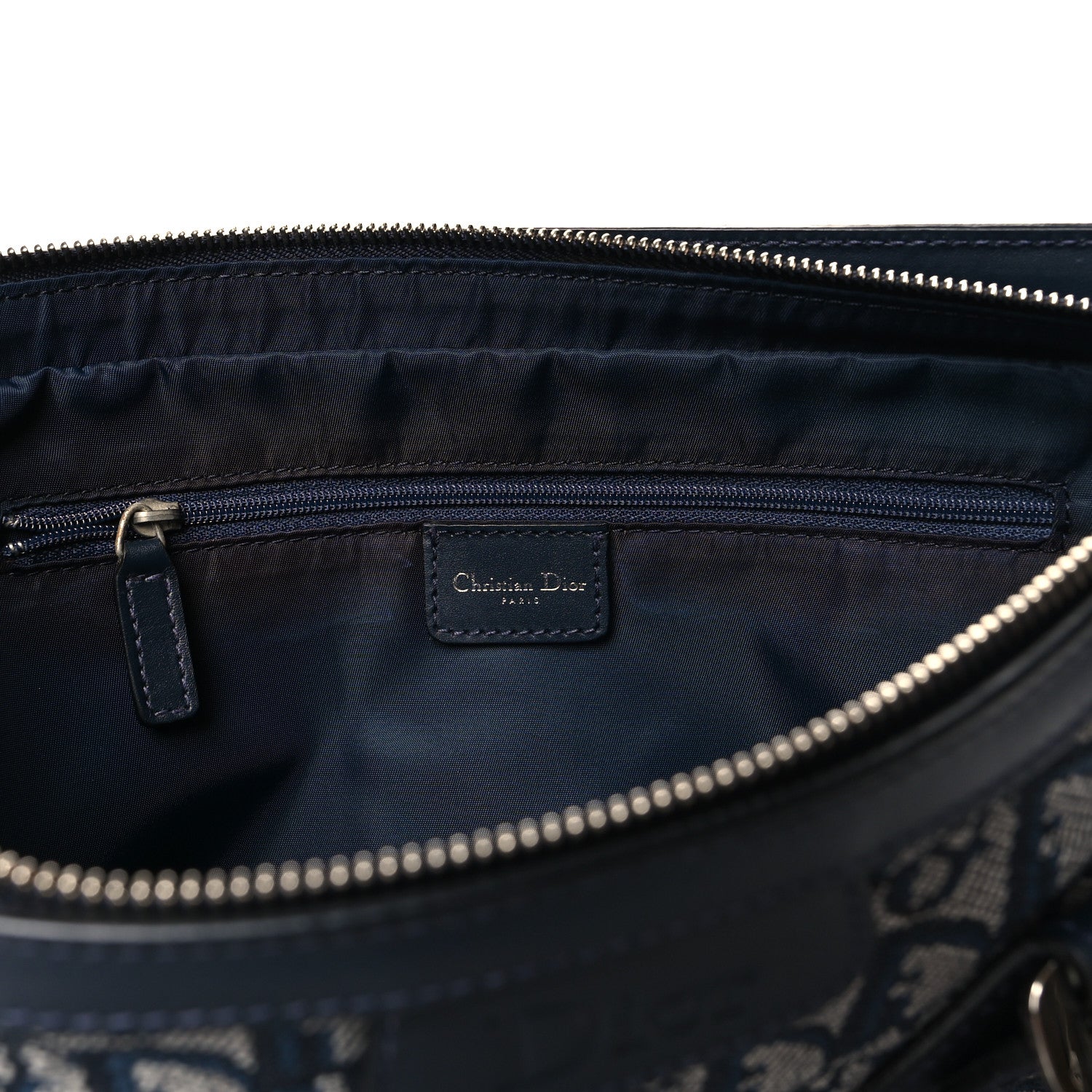 Christian Dior Denim Calfskin Monogram Tote Navy Blue 11 of 11